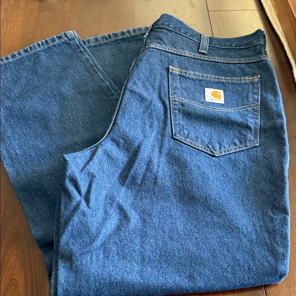 Carhartt Men’s Dark Blue Straight-Leg Denim Jeans